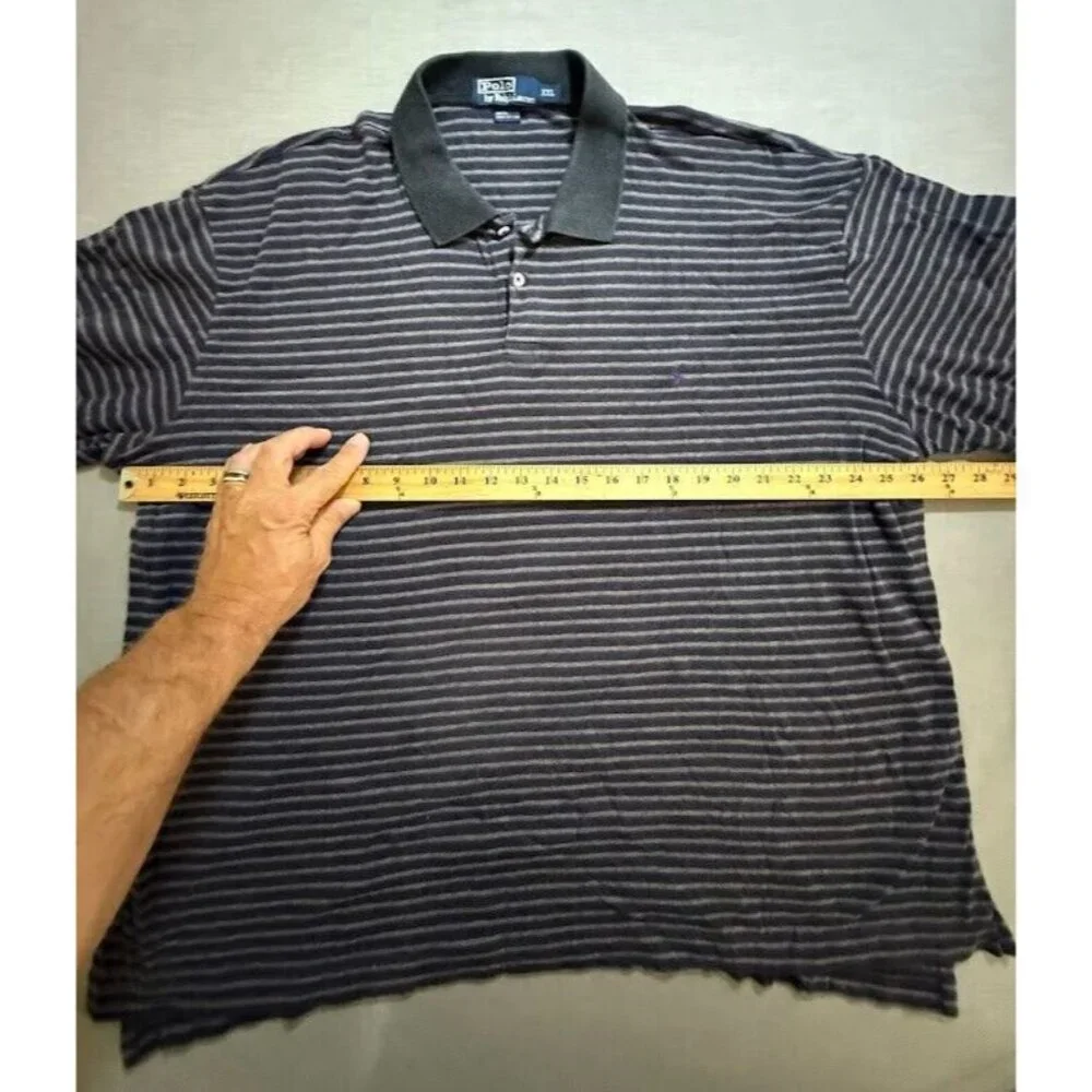 Vintage Ralph Lauren Polo Shirt Adult 2XL Purple Striped Long Sleeve Button Mens